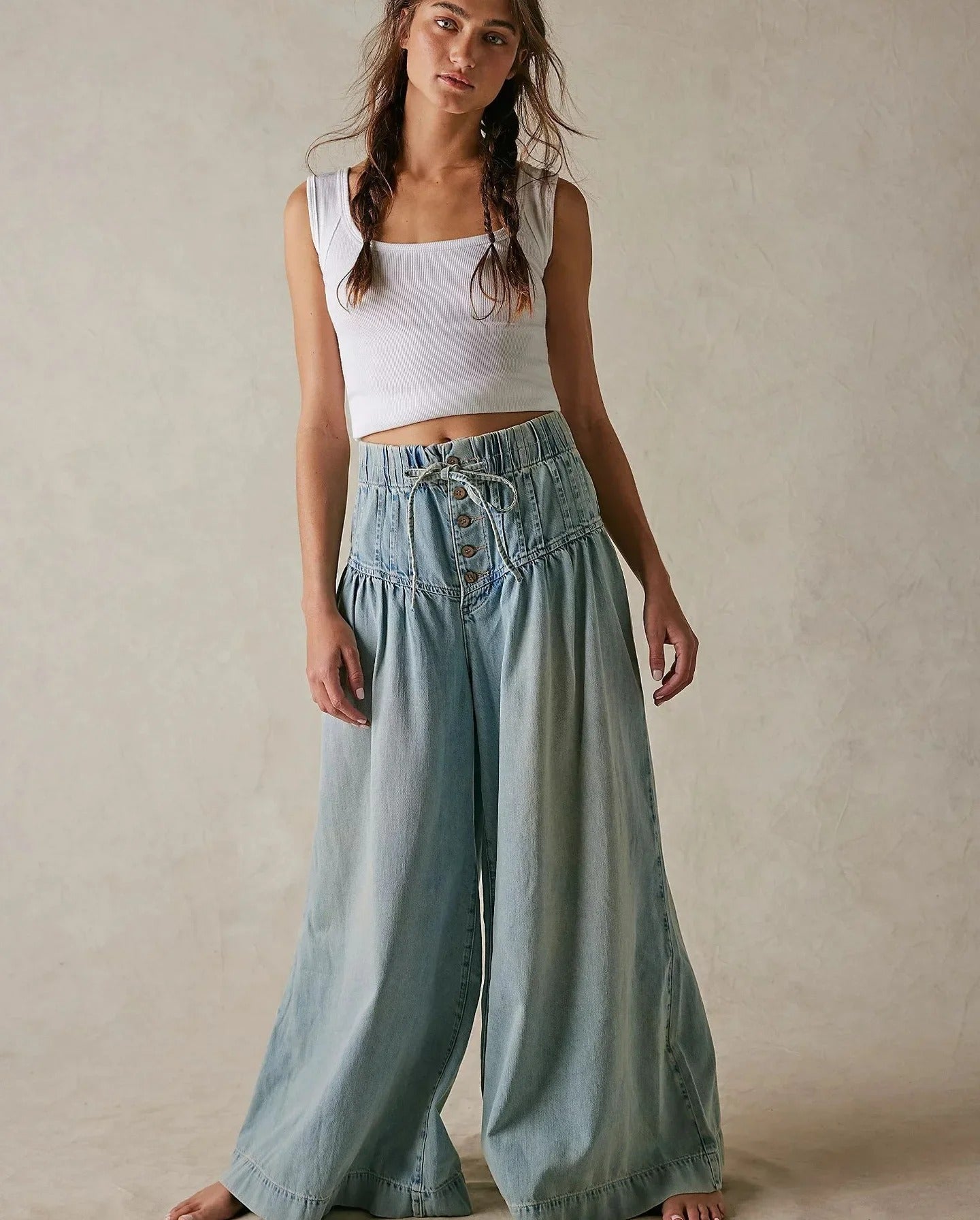 Lace-Up Denim Pants