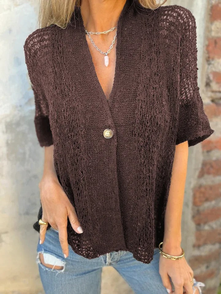 Hollow Out V-Neck Cardigan Top