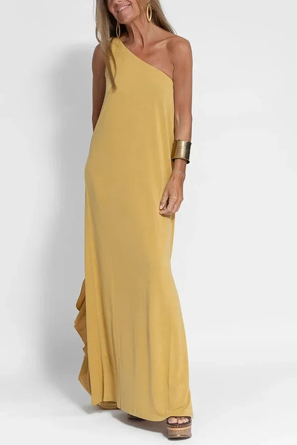 Elegant Asymmetrical Neckline Party Dress