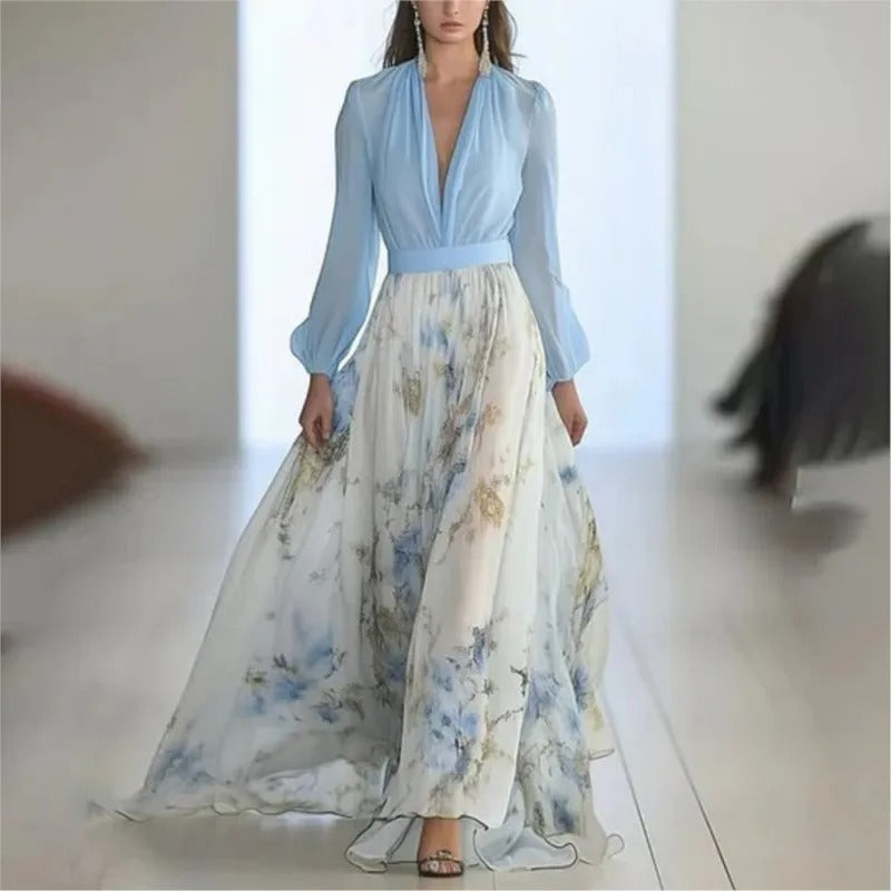 Bohemian Floral V-Neck Maxi Dress