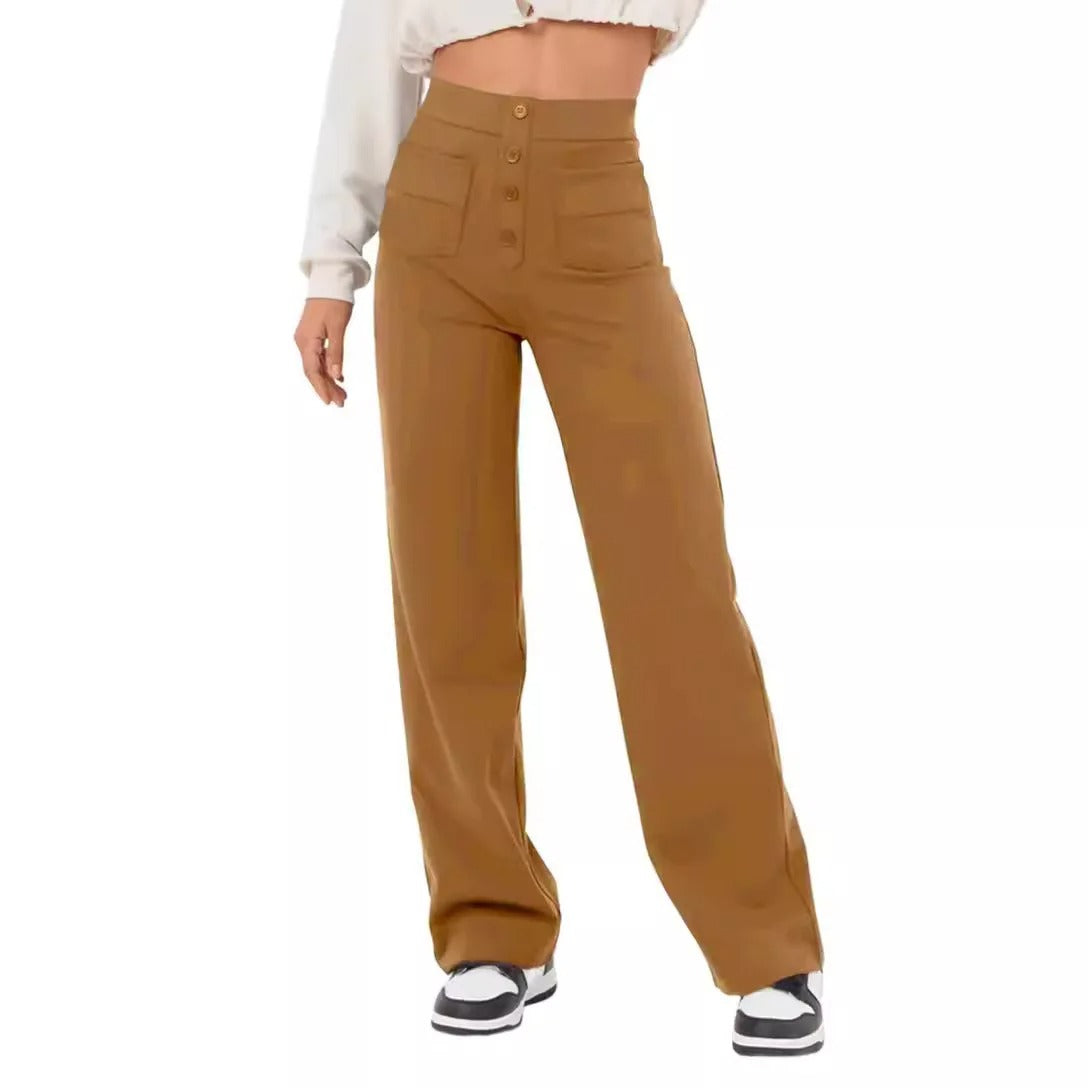 Buttoned Straight-Leg Cargo Pants