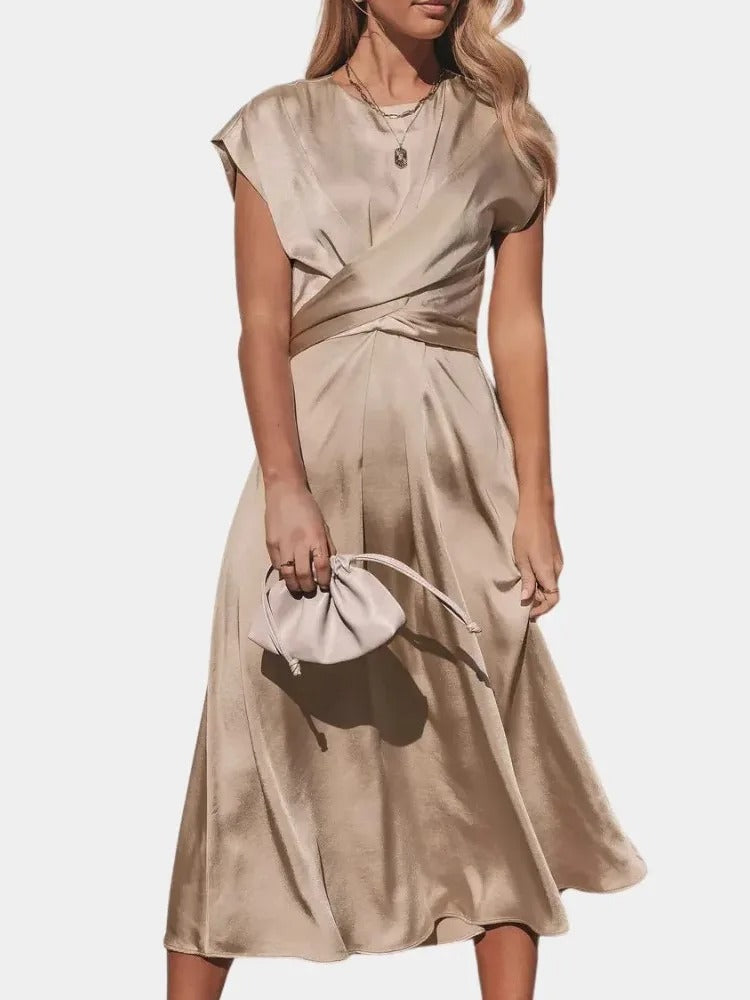 Satin Elegance Lace-Up Party Dress