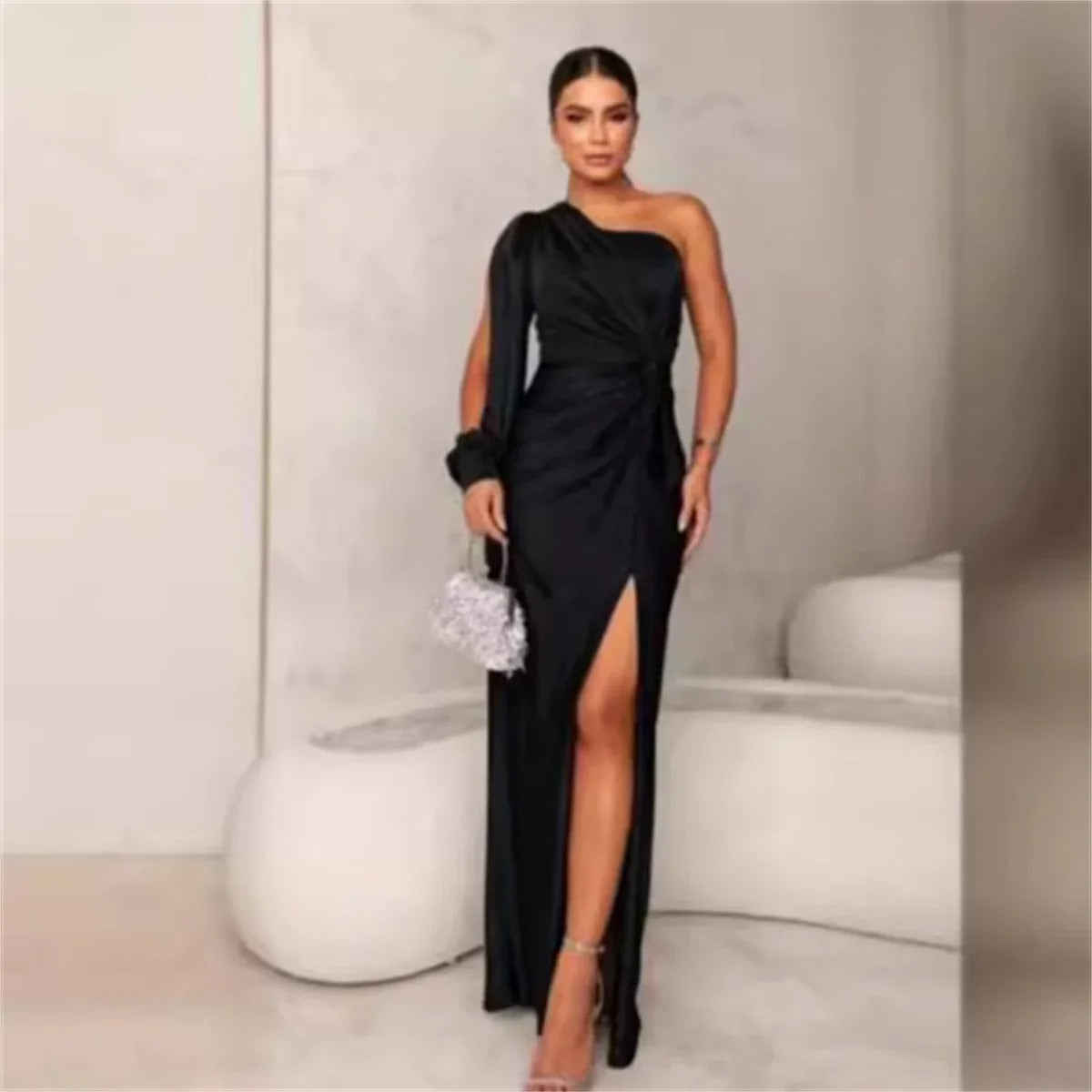 Elegant One-Shoulder Party Maxi
