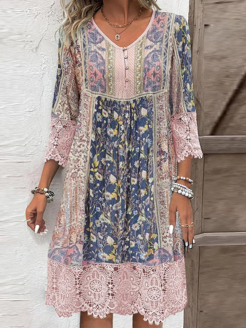 Vintage Lace V-Neck Elegant Dress