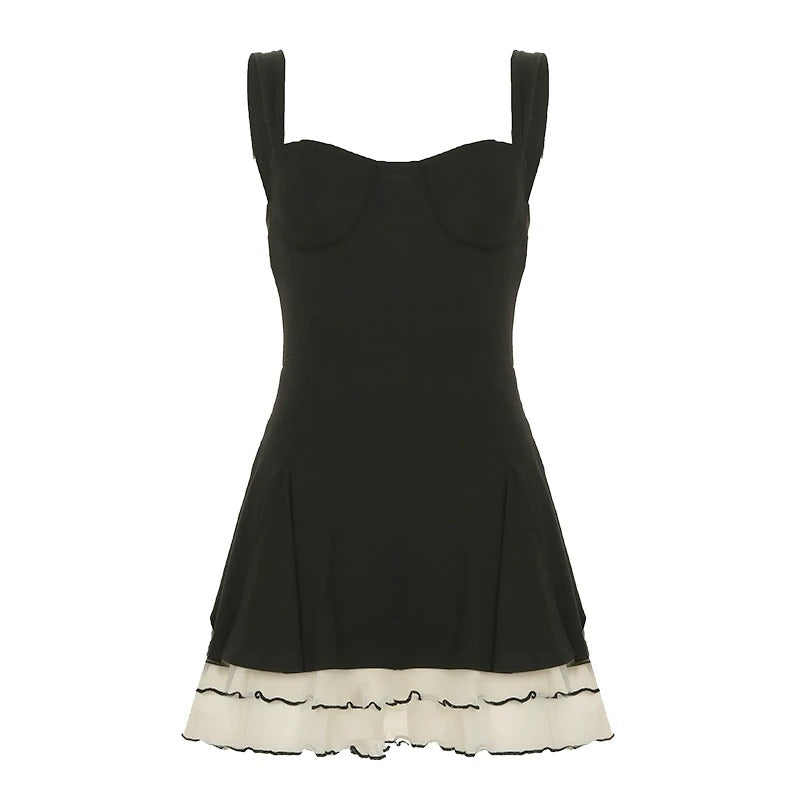 Curve Pop Contrast Layered Swing Dress