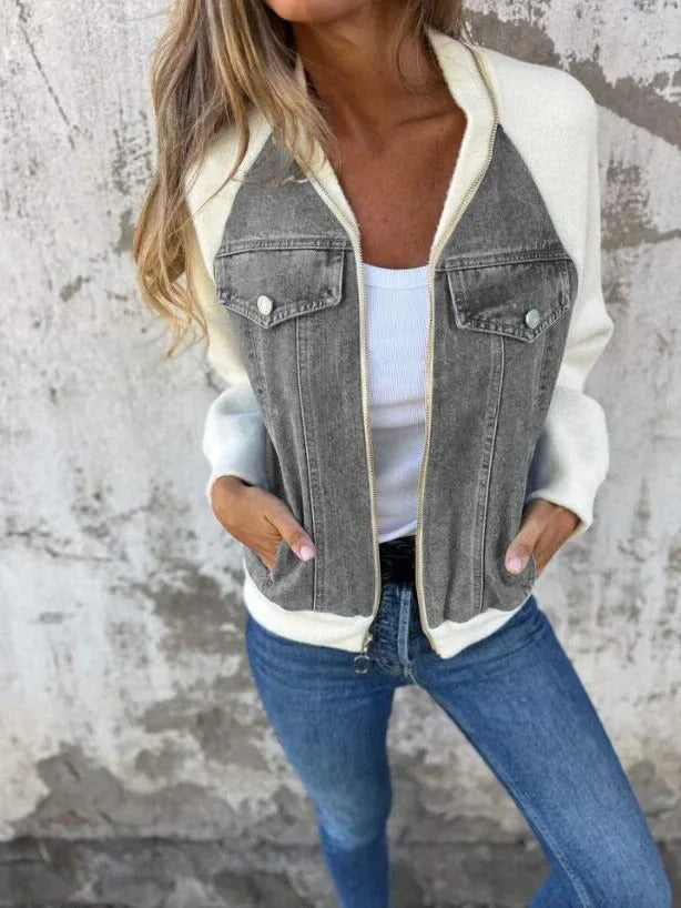 Cozy Patchwork Woolen Zip Jacket