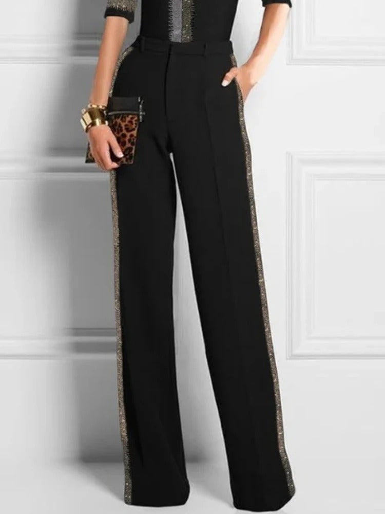 Glam Glint High-Waist Trousers