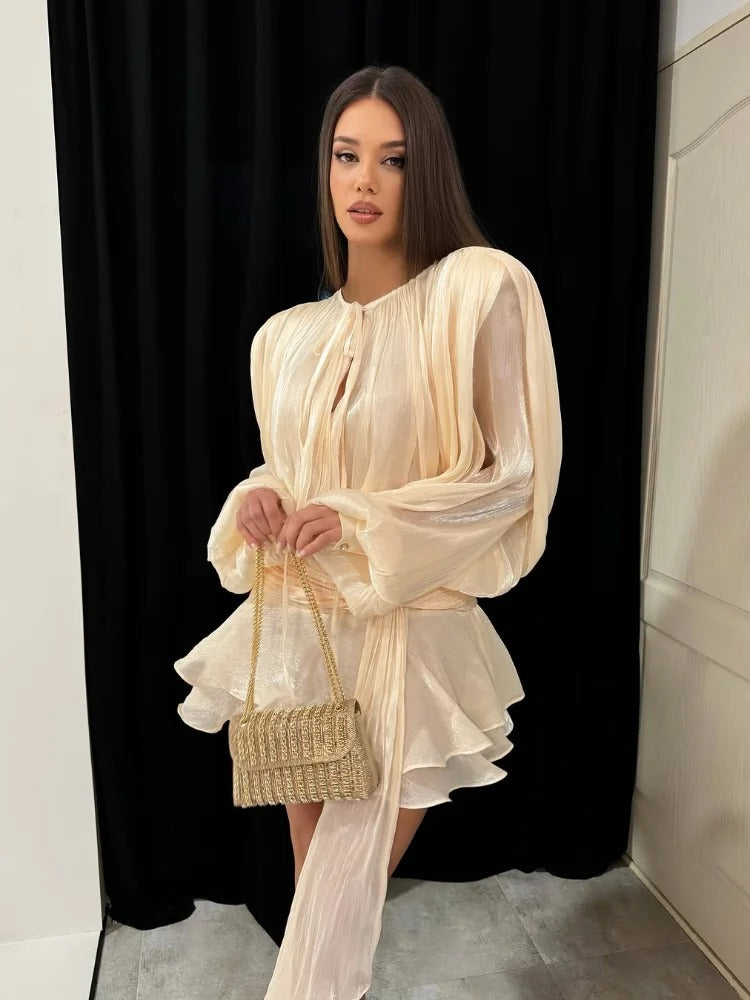 Fashion Ruffles Hem Mini Dress