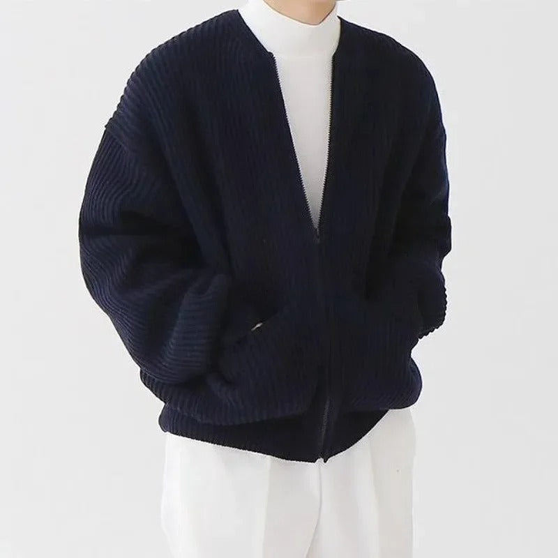 Men's Stand Collar Slim Fit Knit Jacket