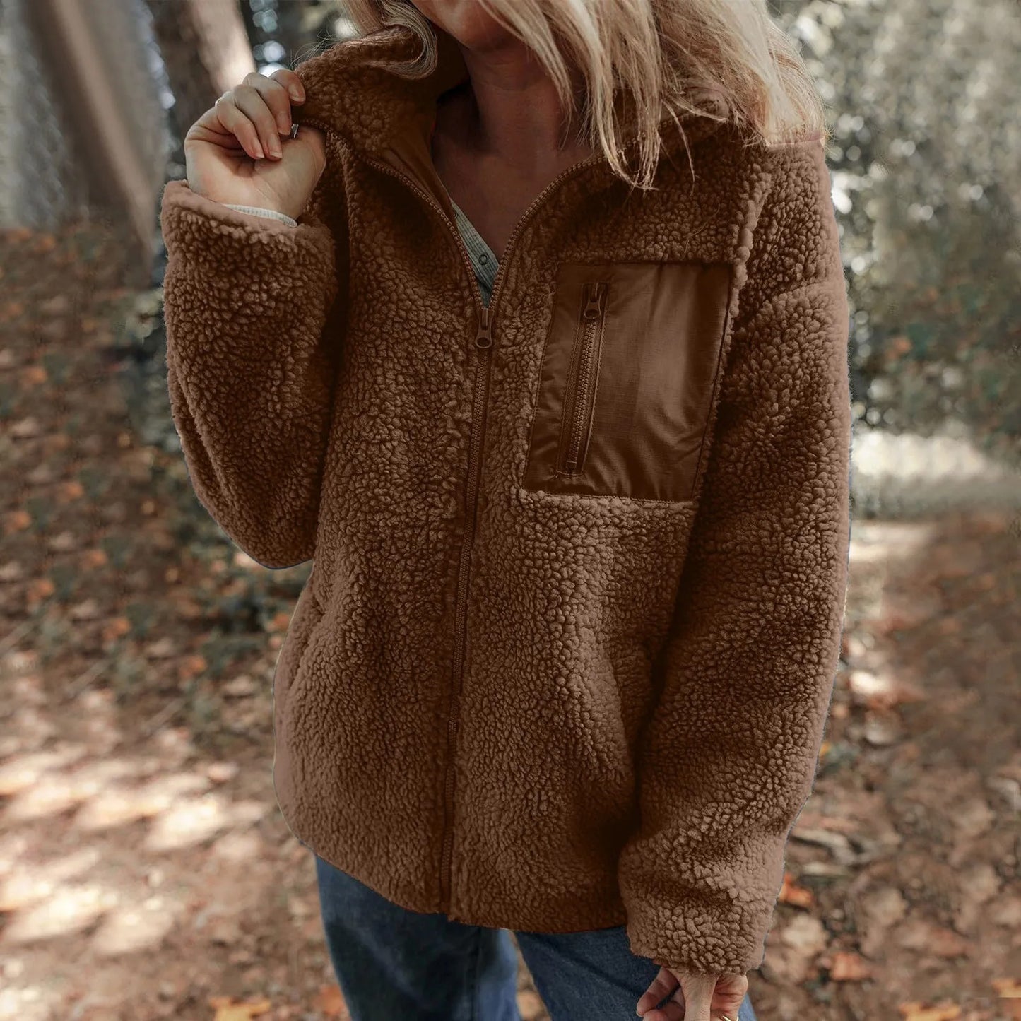 Winter Trendy Full-Zipper Fleece Jacket for Women