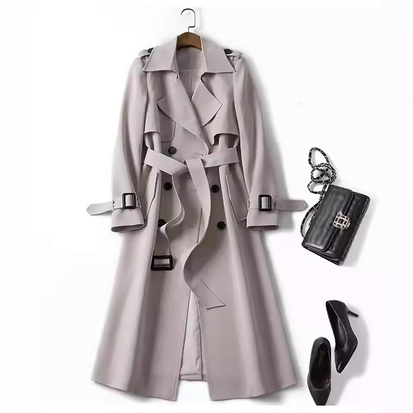 Timeless Grace Double-Breasted Trench Coat
