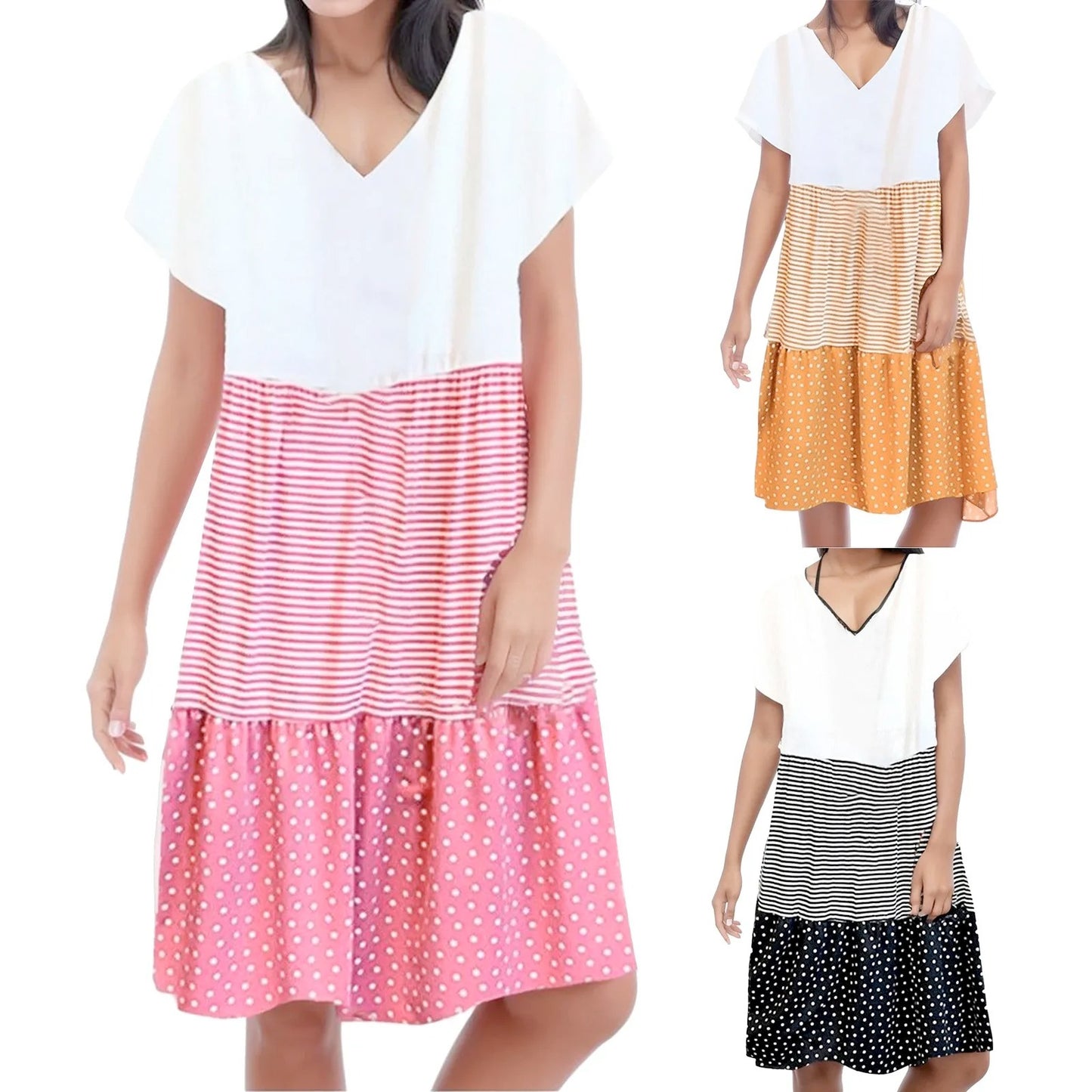 Retro Charm Stripe & Dot Dress