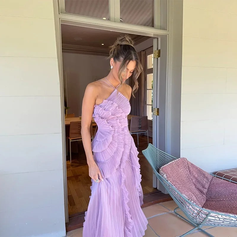 Ruffled Elegance Backless Y2K Party Dress