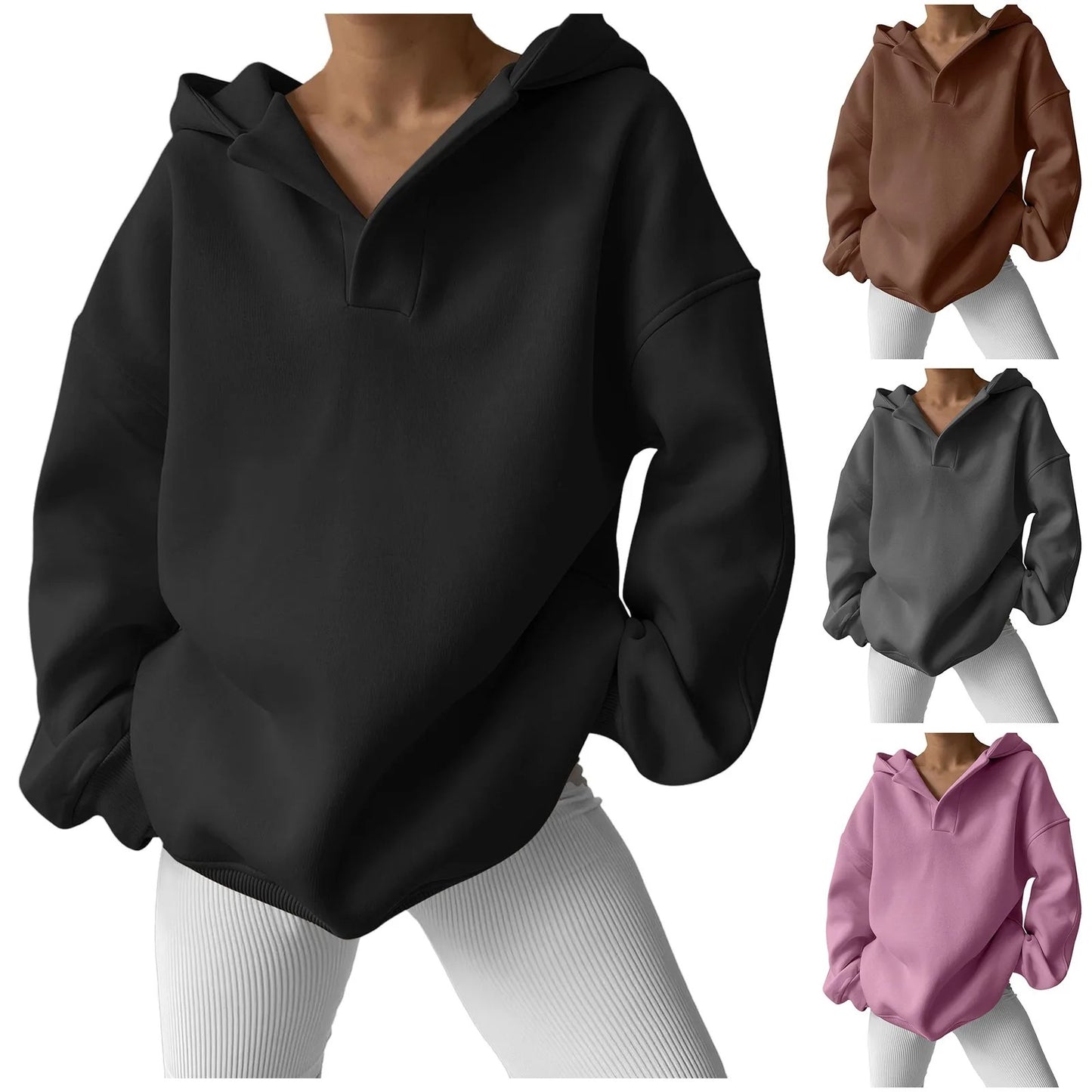 Oversized V-Neck Hoodie
