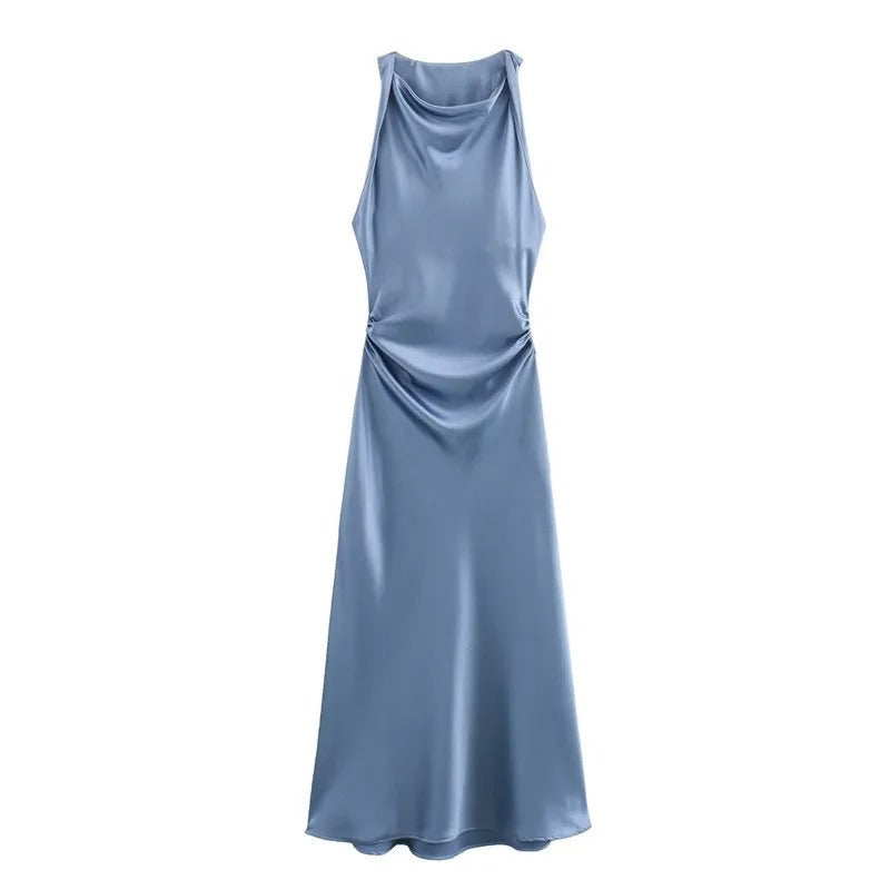 Satin Glow Summer Evening Dress