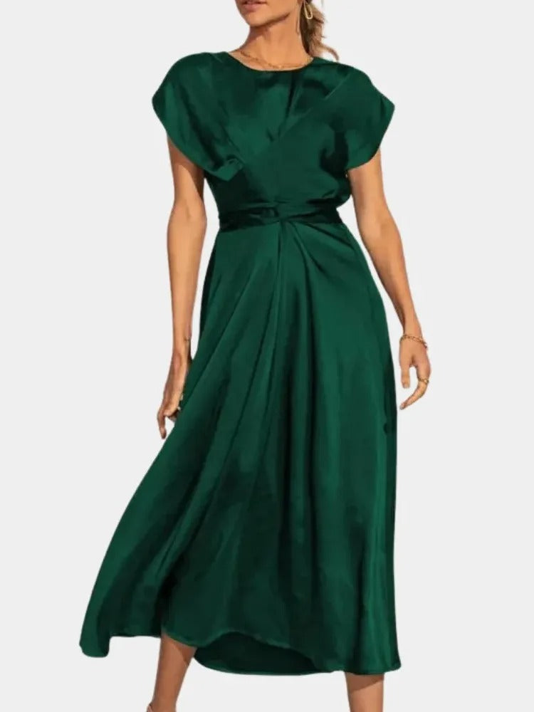 Satin Elegance Lace-Up Party Dress