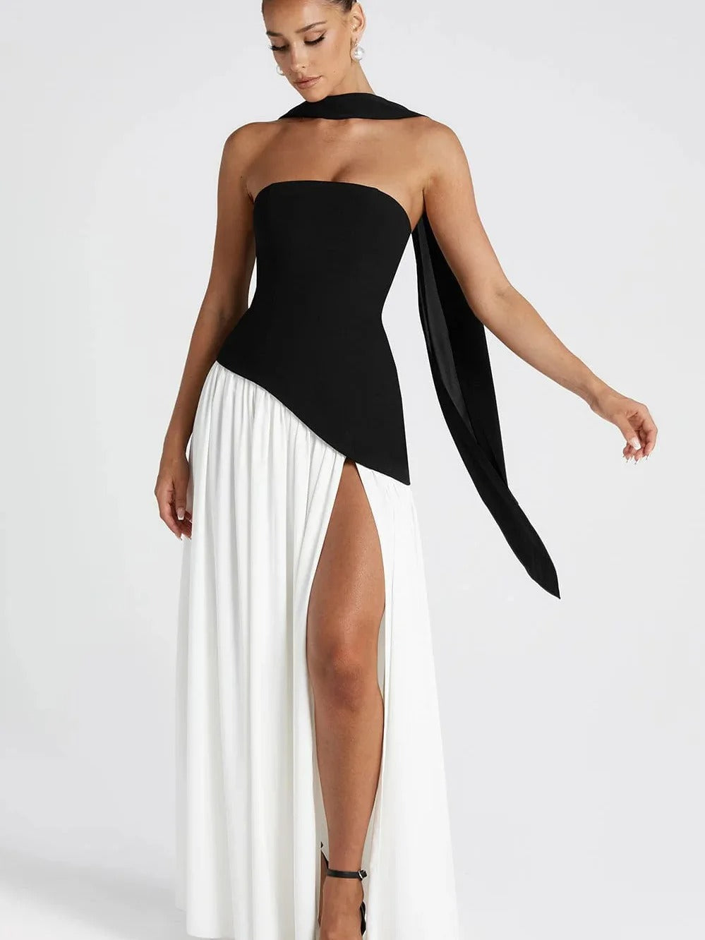 Midnight Charm Strapless Party Dress
