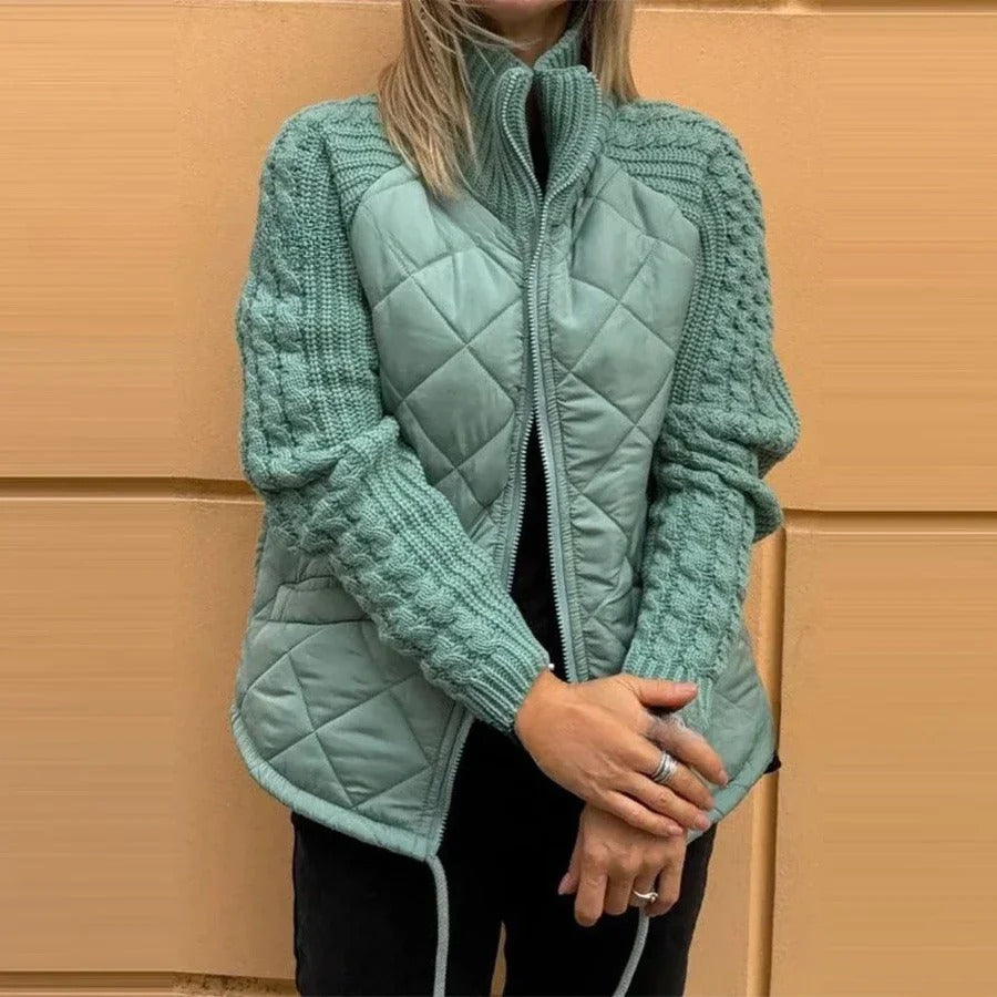 Glam Knit Patchwork Puffy Parka Chic