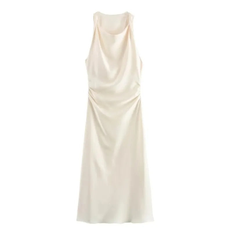 Satin Glow Summer Evening Dress