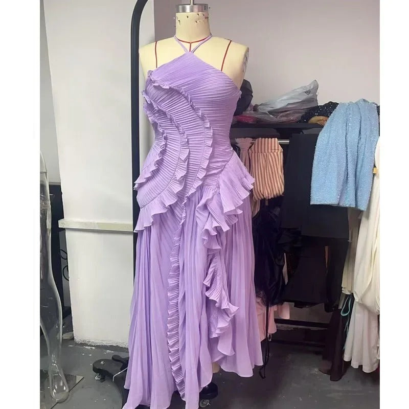 Ruffled Elegance Backless Y2K Party Dress