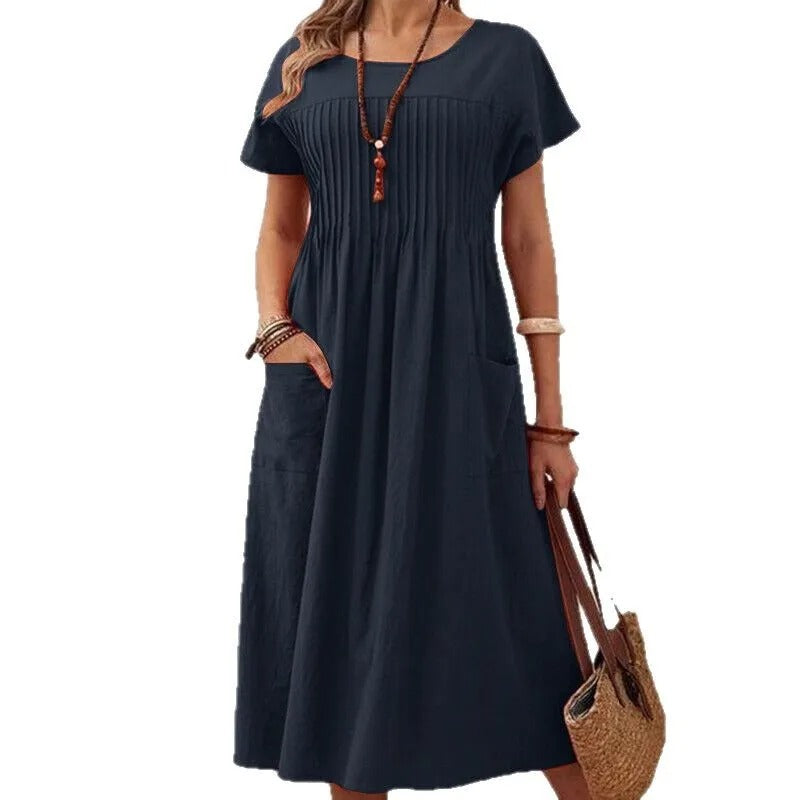 Pleated Cotton Summer Dress