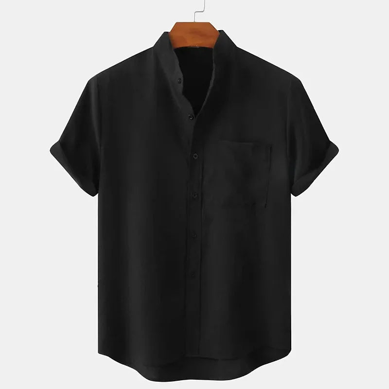 Linen-Blend Casual Lapel Shirt