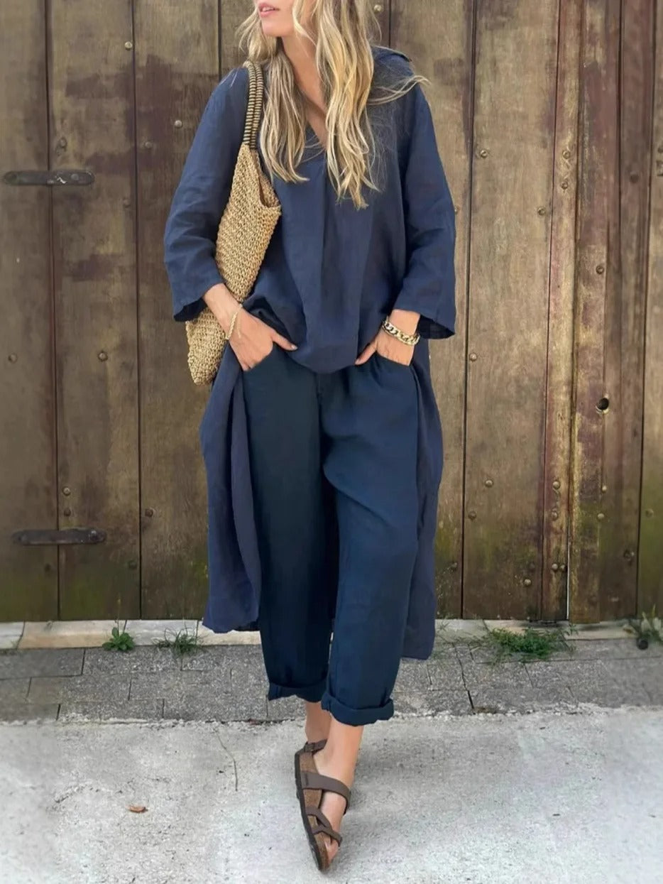 Modern Grace V-Neck Pants Set