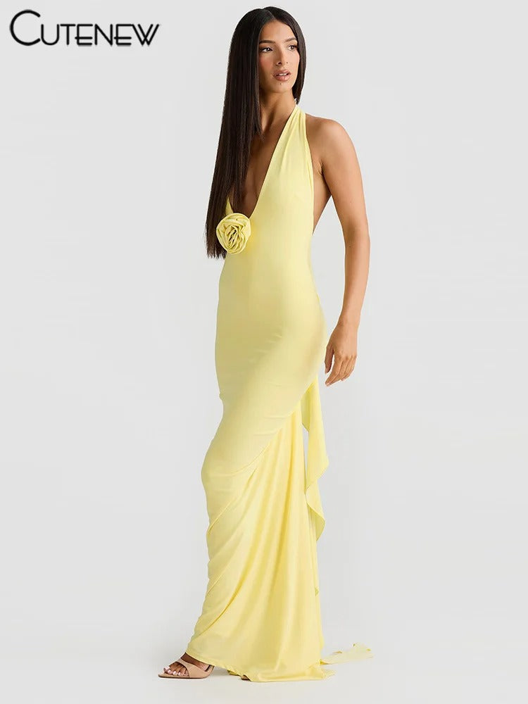 Elegant Halter Backless Maxi Dress