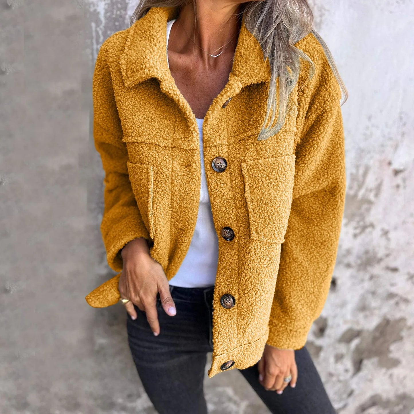 PlushLuxe Women's Faux Lambswool Coat