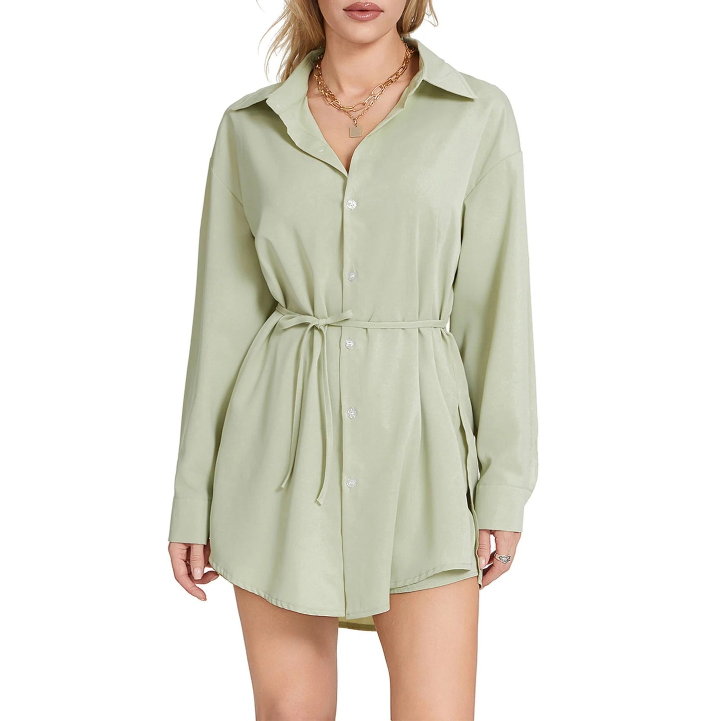 Velvet Diamond Button Shirt Jumpsuit