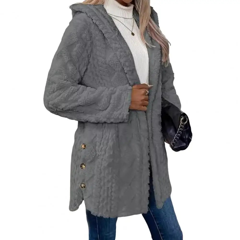 Stylish Hooded Plush Cardigan Jacket
