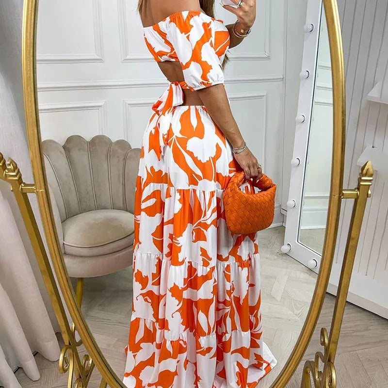Chic Hollow Lace-Up Swing Dress