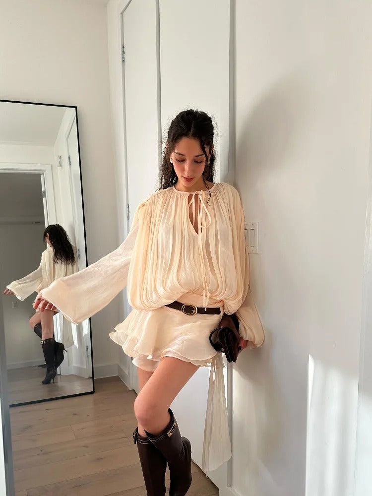 Fashion Ruffles Hem Mini Dress