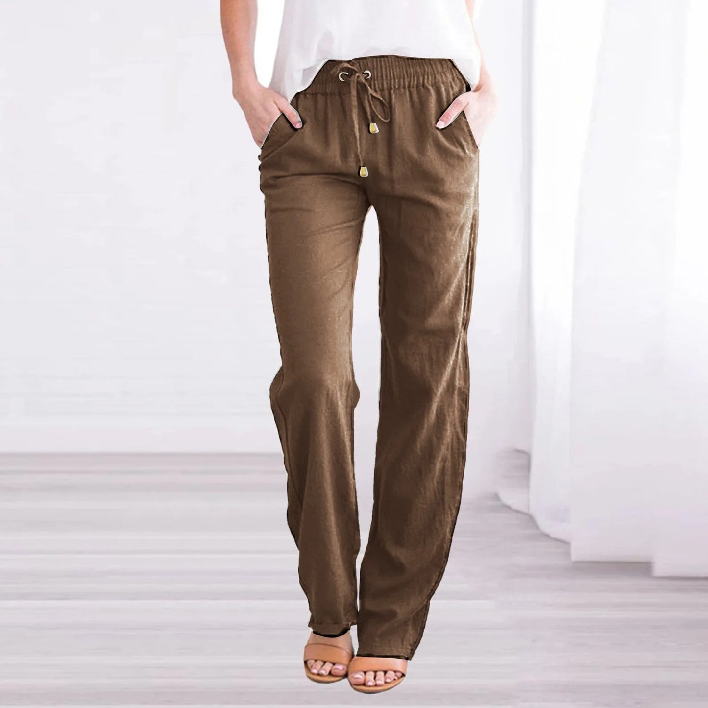 Cotton Linen Drawstring Loose Pants