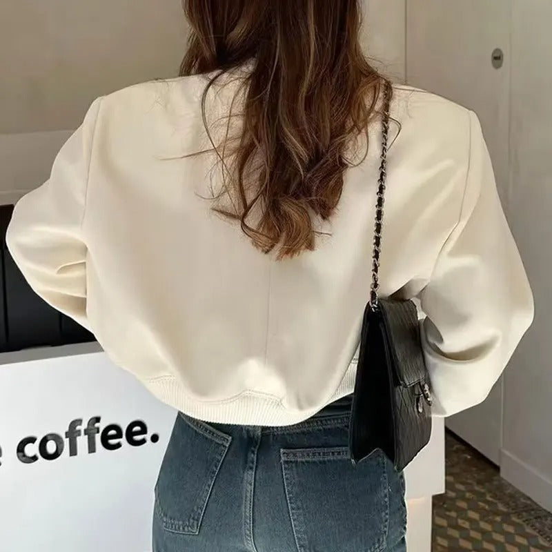 Stand Collar Pocket Jacket for Women