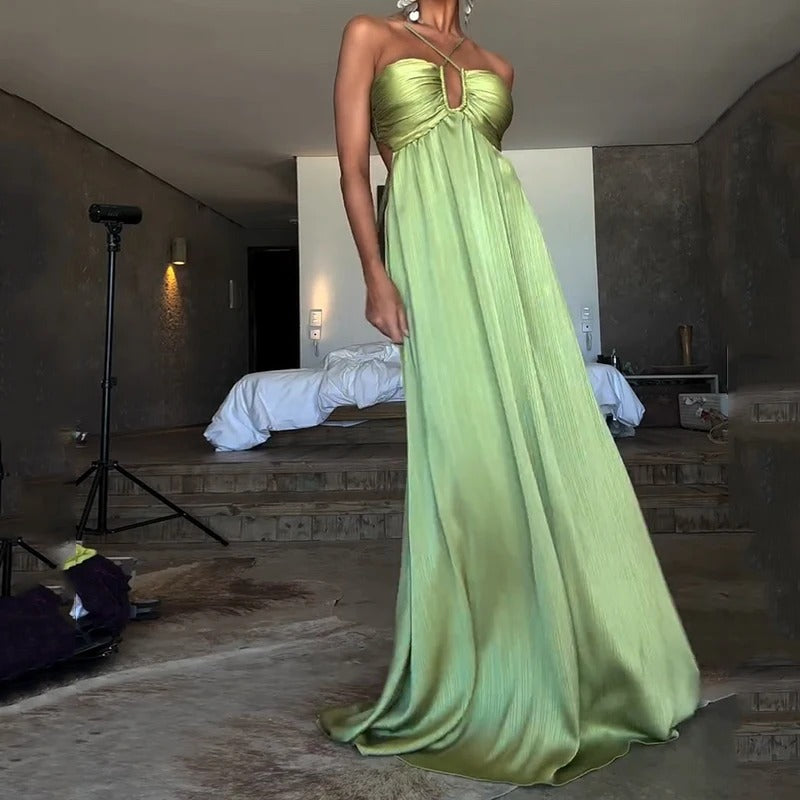 Sun Kissed Charm Backless Maxi Beach Dress