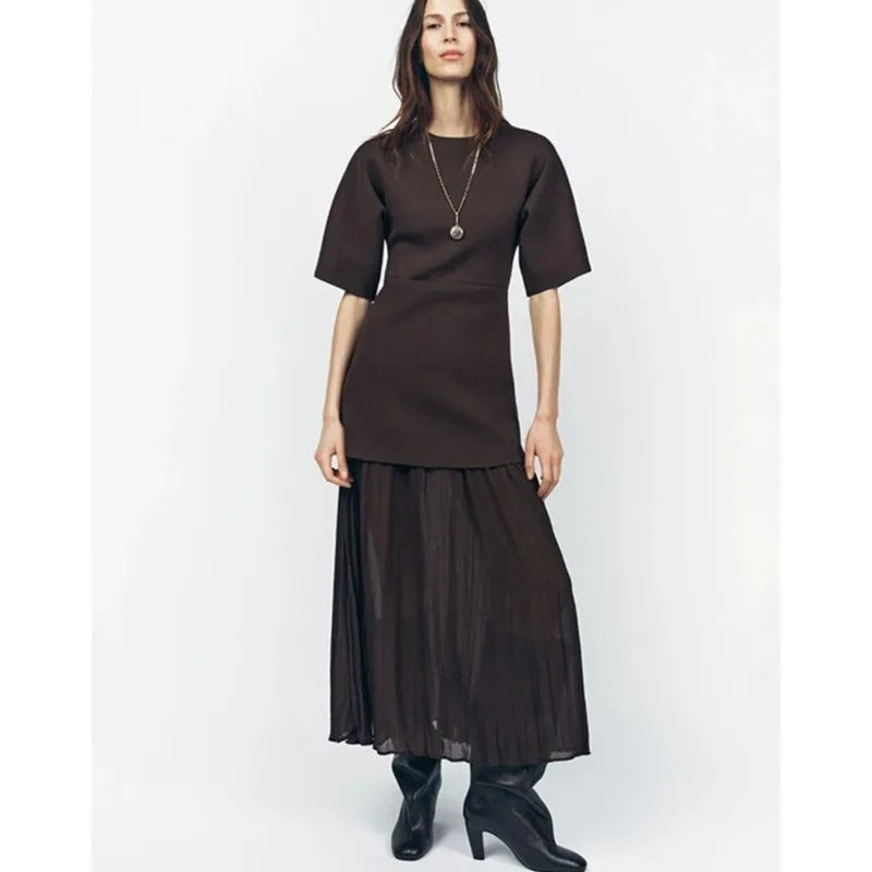 Elegant Pleated Tulle Patchwork Dress