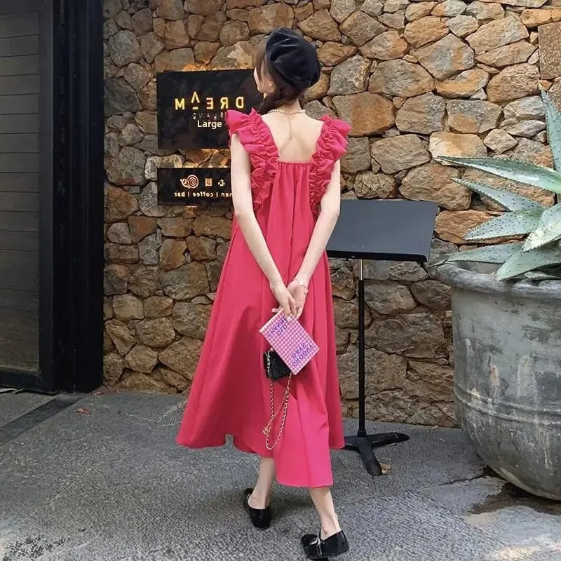 French Collar Sleeveless Slim Dress