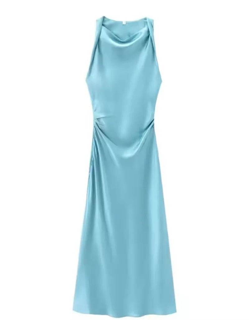 Satin Glow Summer Evening Dress