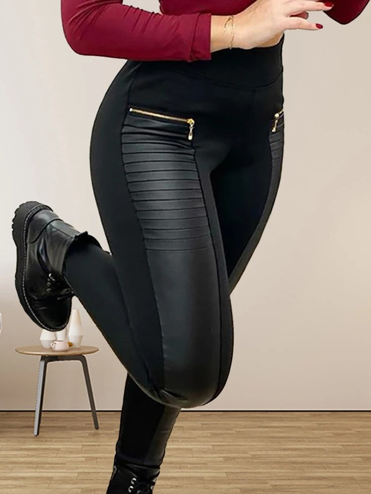 High Waist Slim Splice Pencil Pants