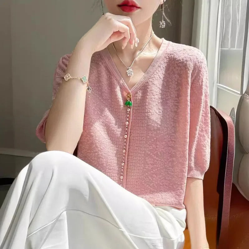 V-Neck Knitted Summer Top