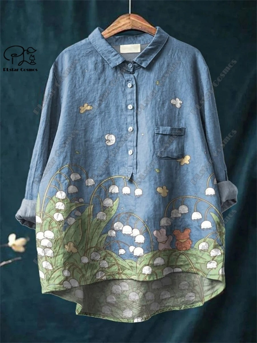 Retro Bloom 3D Floral Tube Shirt