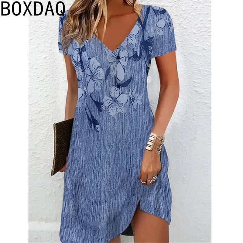 Vintage Floral V-Neck Summer Dress