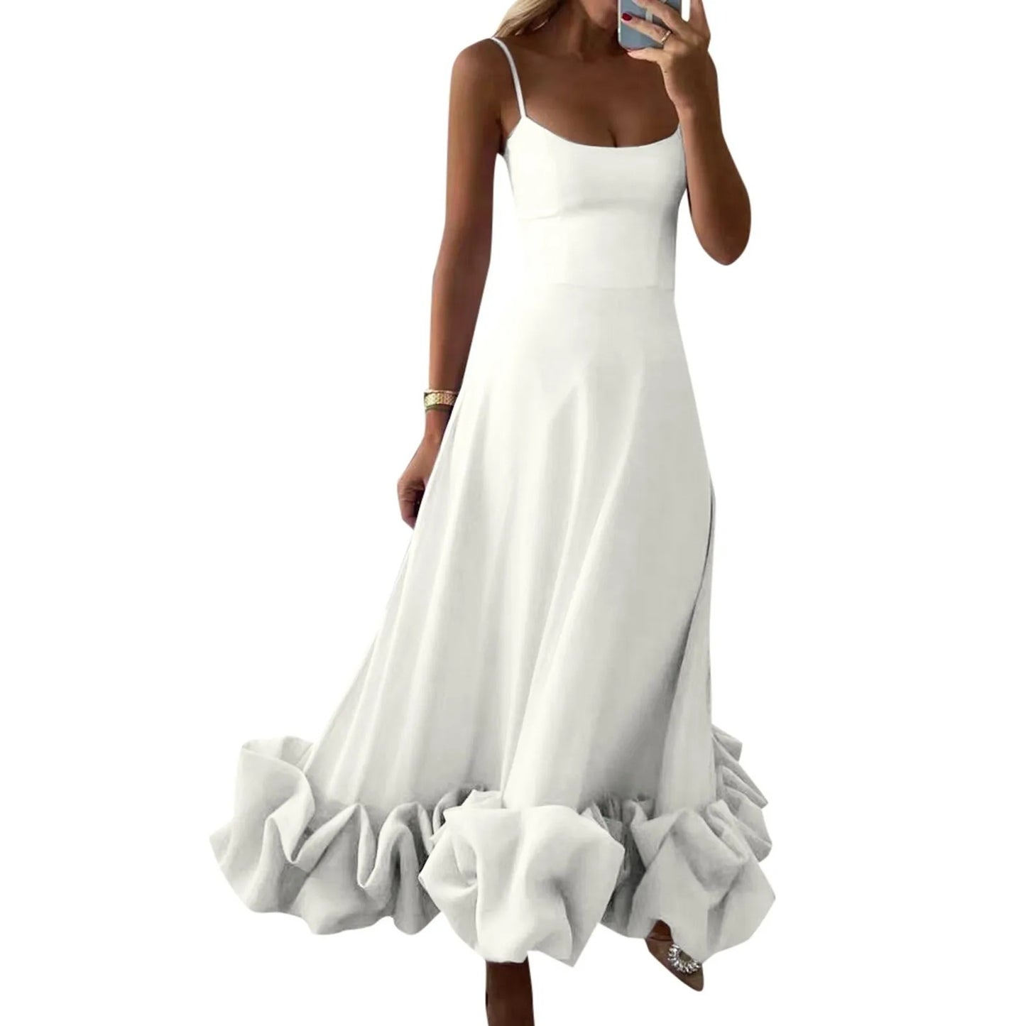 Lustrelace Ruffle Pleated Maxi Dress