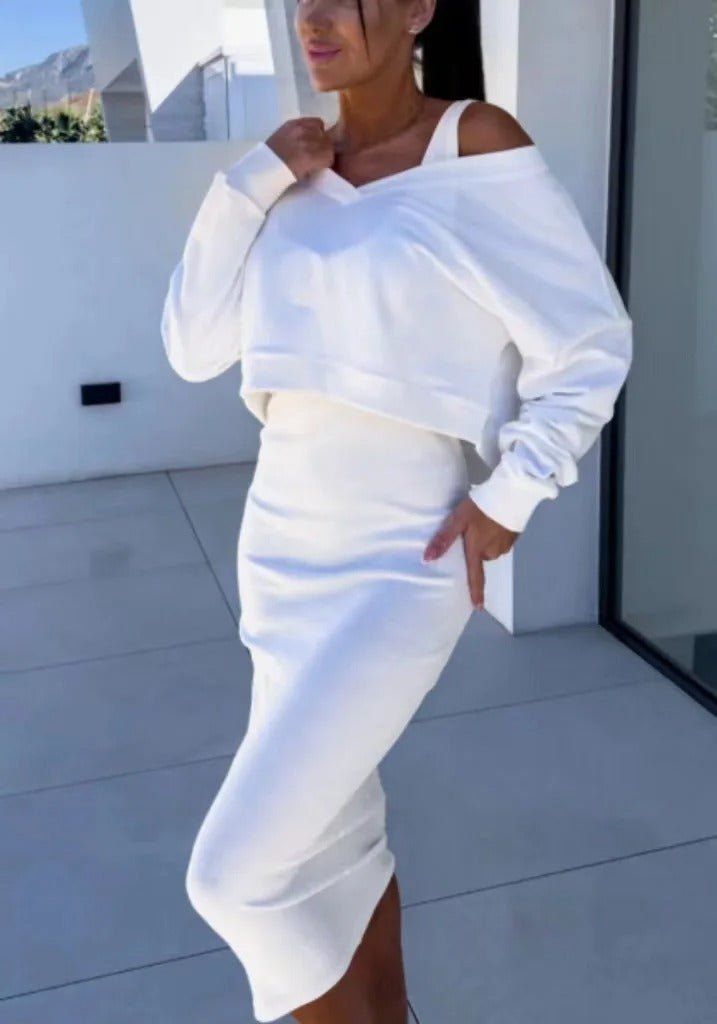 Sexy V-Neck Autumn Two-Piece Set