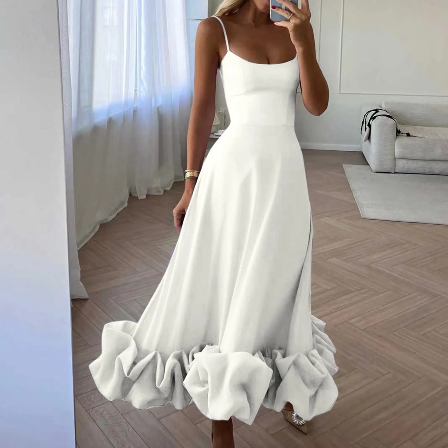 Lustrelace Ruffle Pleated Maxi Dress
