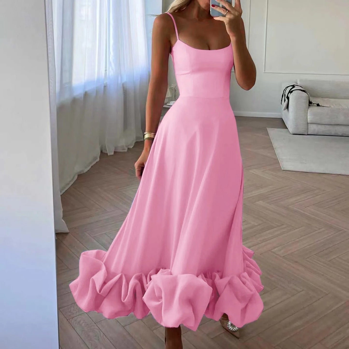 Lustrelace Ruffle Pleated Maxi Dress
