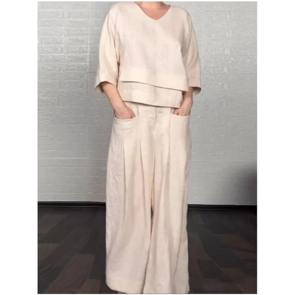 LinenFlow Casual Wide-Leg 2-Piece Set