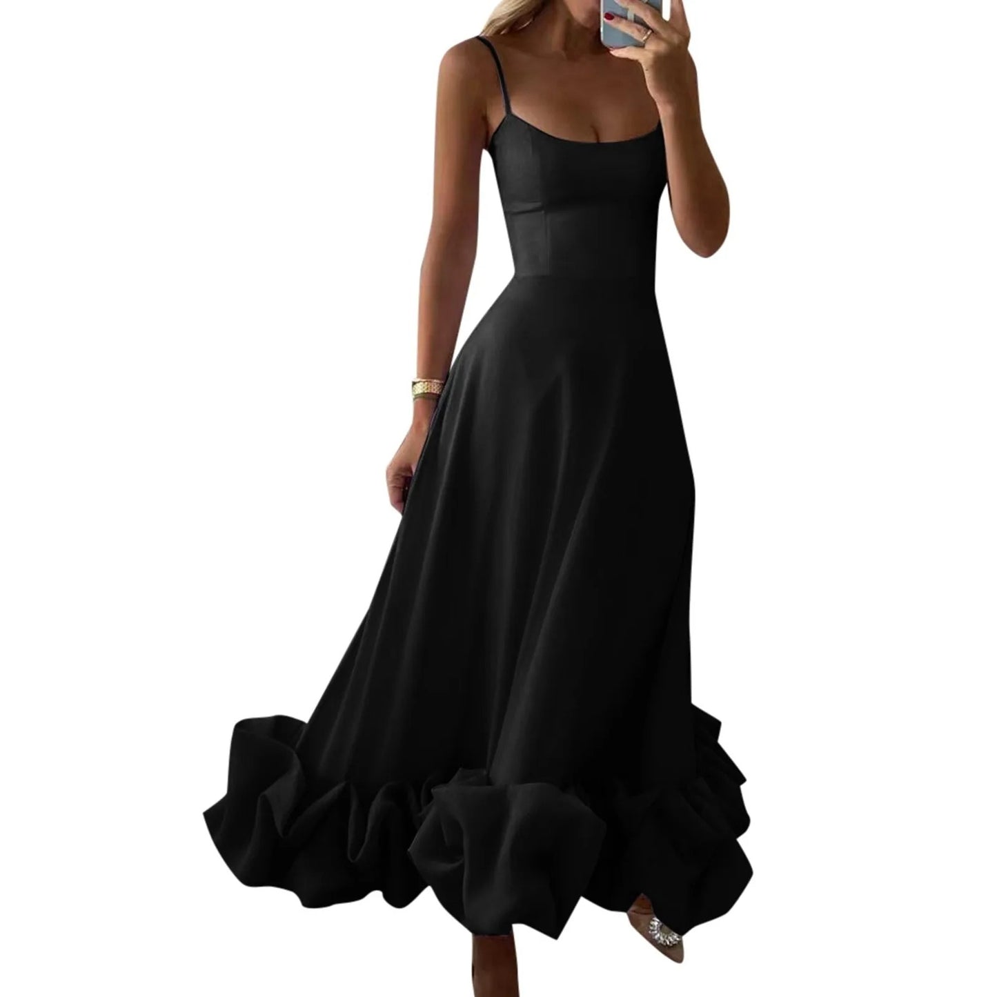 Lustrelace Ruffle Pleated Maxi Dress