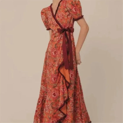 Blooming Elegance Retro Maxi Dress